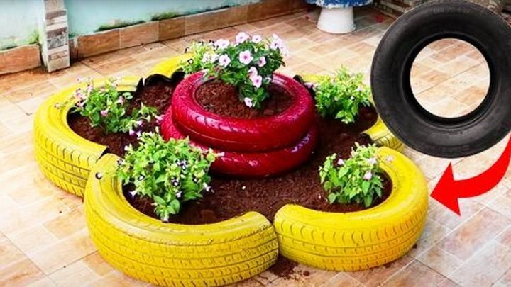 DIY Old Tires Into Flower Pots