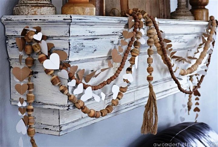 DIY Paper Garland With Hanging Hearts