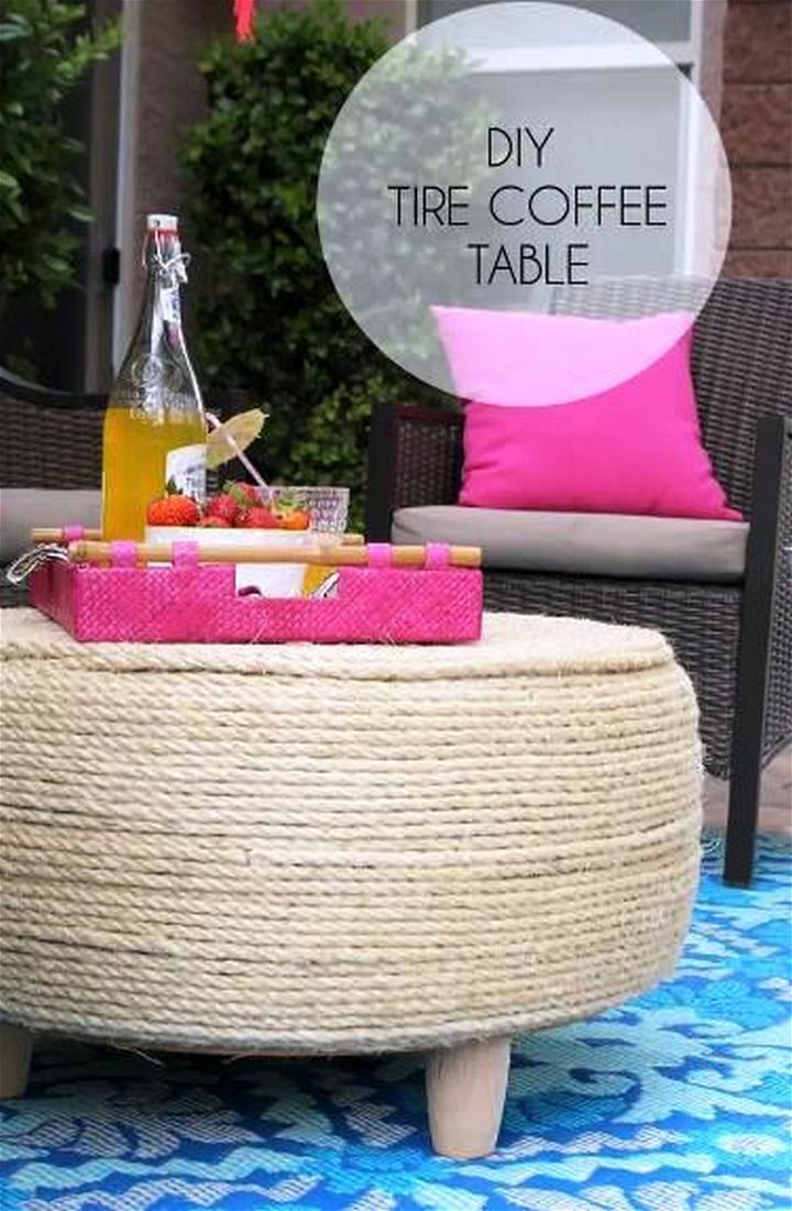 DIY Recycled Tire Coffee Table