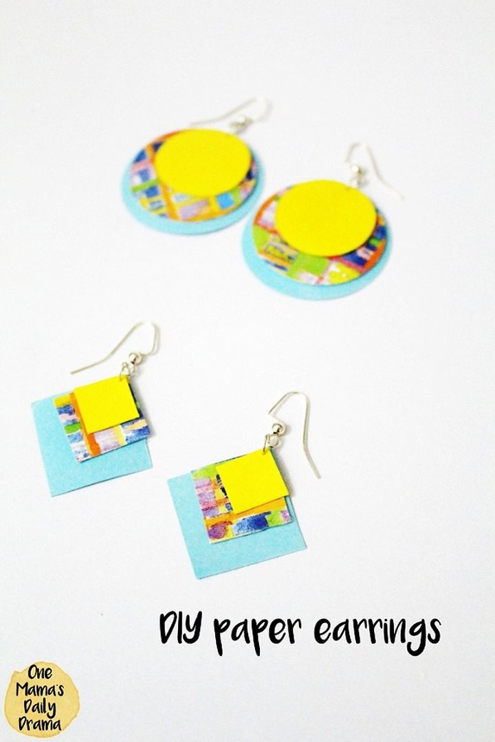 DIY Retro Paper Earrings Colorful Patterns