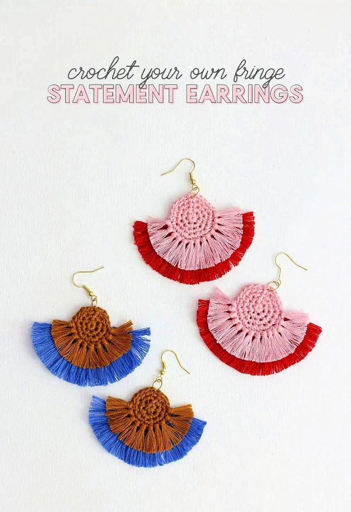 Diy Fringe Statement Earrings – Crochet Earrings Pattern