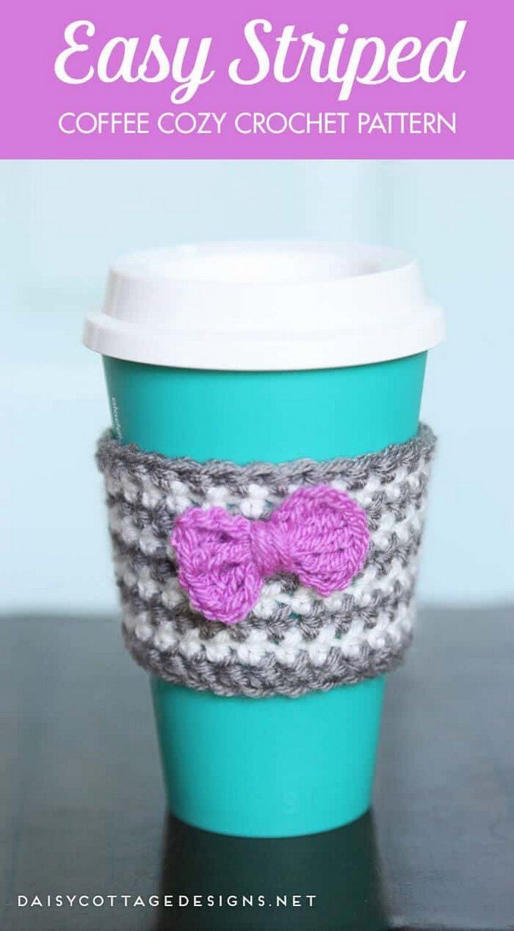 Easy Striped Coffee Cozy with Bow
