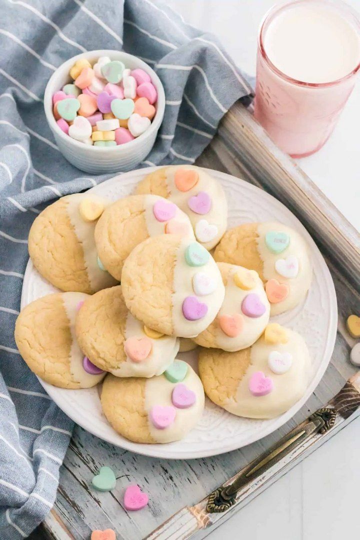 Easy Valentines Cake Mix Cookies with Conversation Hearts