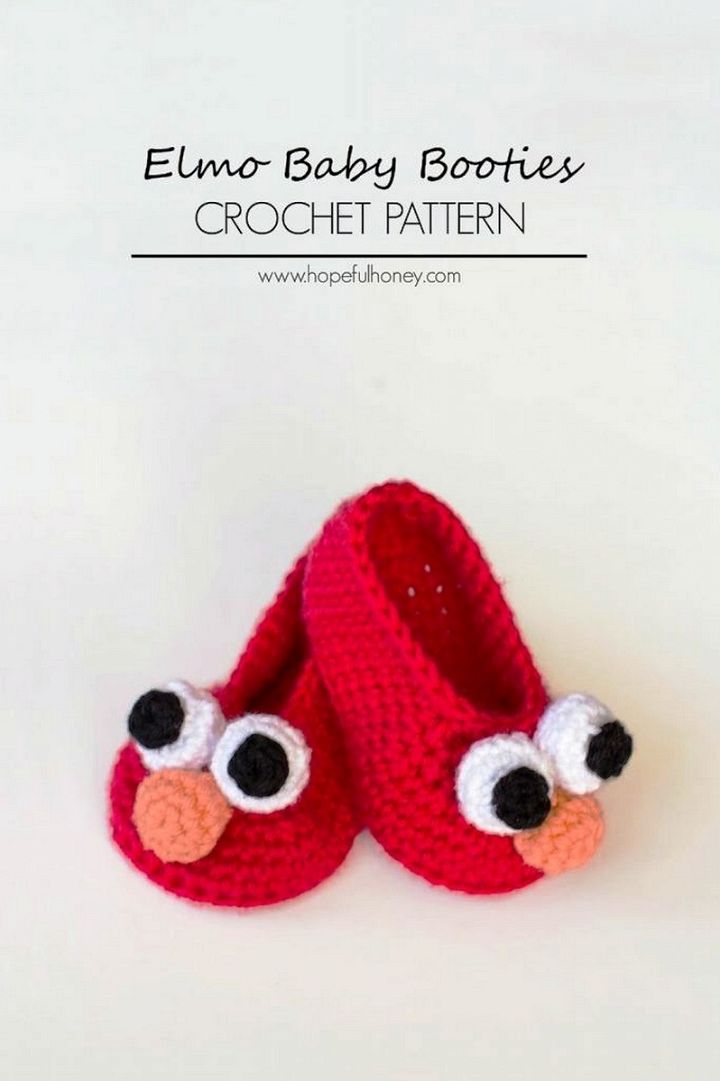 Elmo Inspired Baby Booties Crochet Pattern