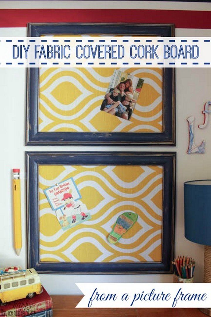 Fabric Covered Cork Board using a Picture Frame
