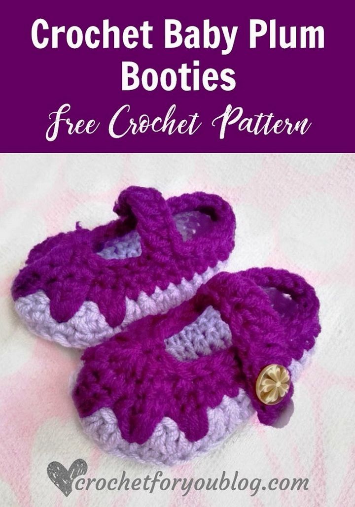 Free Crochet Baby Plum Booties Pattern