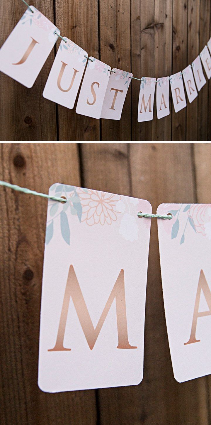Free Printable Just Married Floral Banner