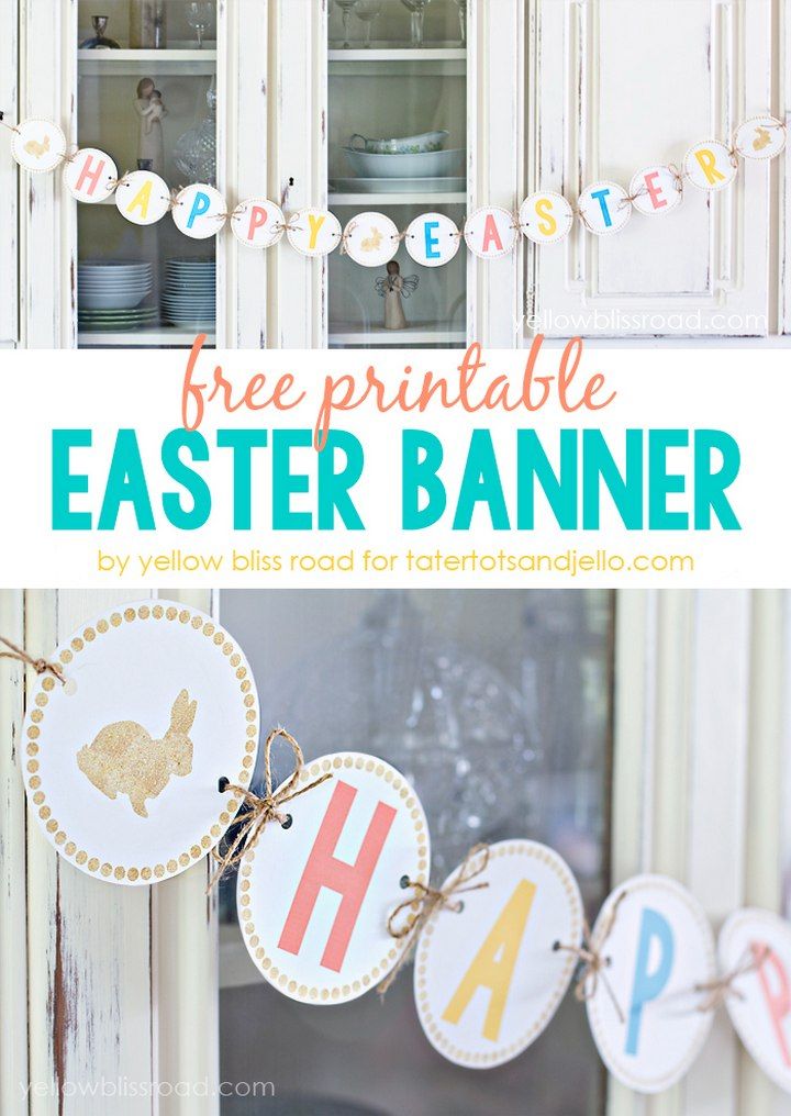 Happy Easter Banner with Glitter Details