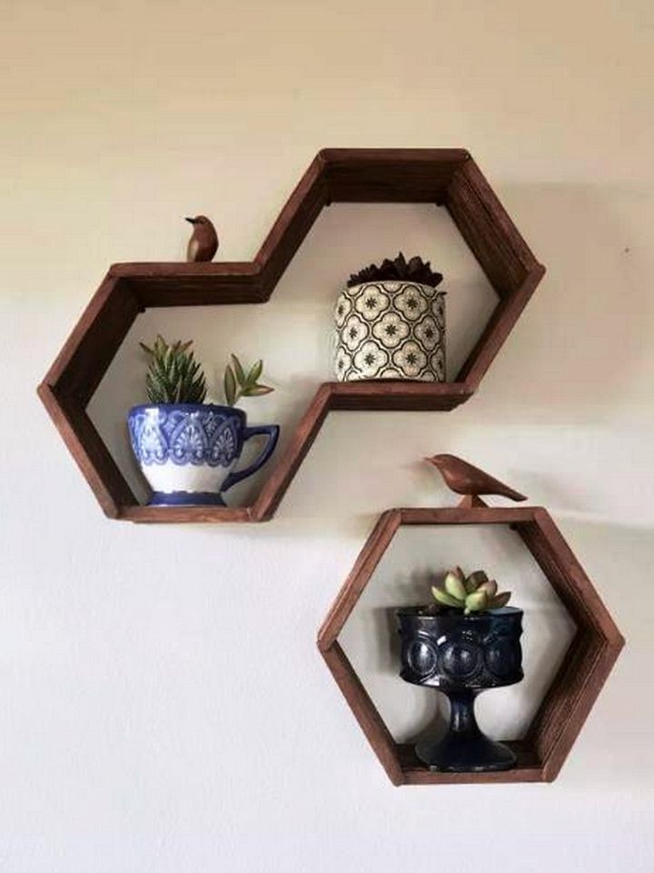 Hexagon Honeycomb Shelves Made With Popsicle Sticks Tutorial