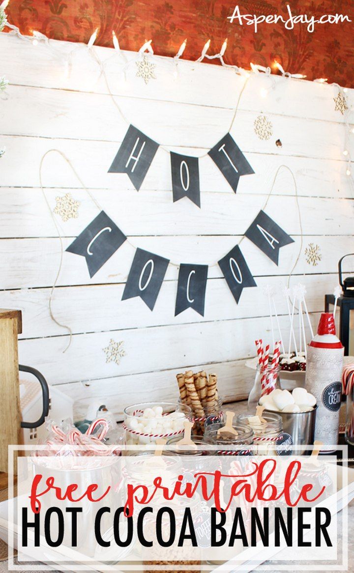 Hot Cocoa Banner Free Chalkboard Printable