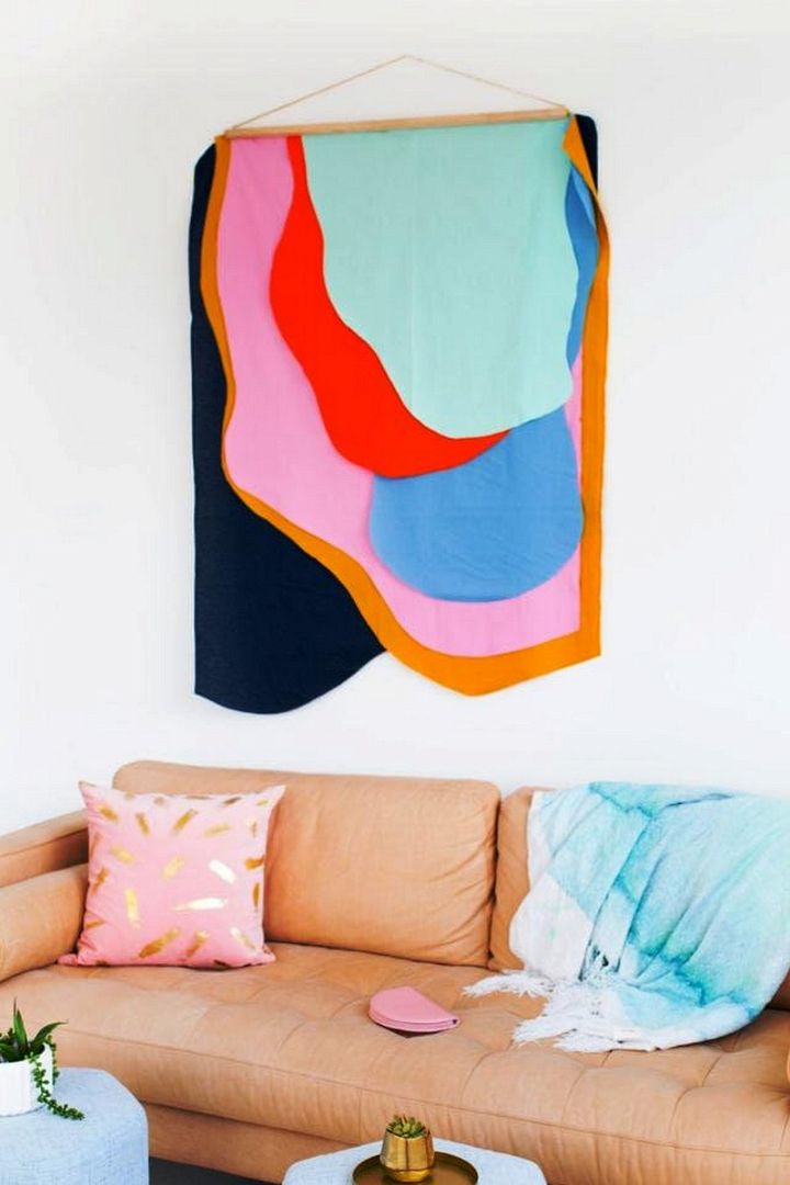 How To Make A Colorful DIY Fabric Wall Hanging