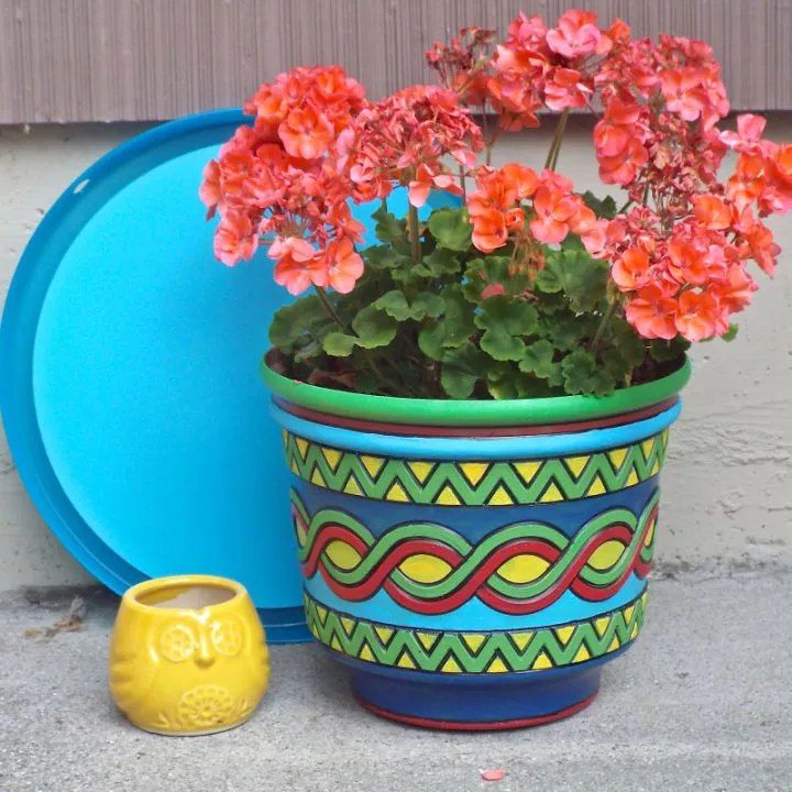 Mexican Painted Flower Pot