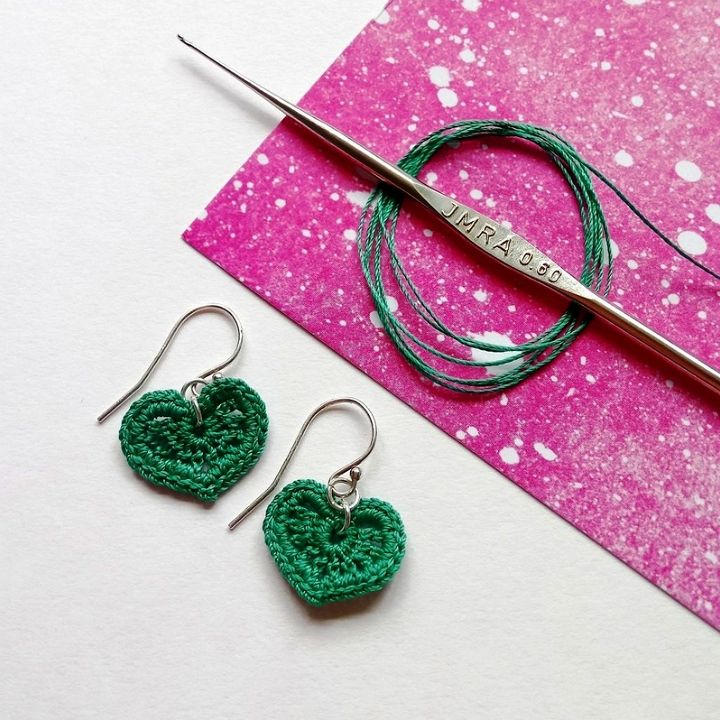 Micro Crochet Heart Earrings