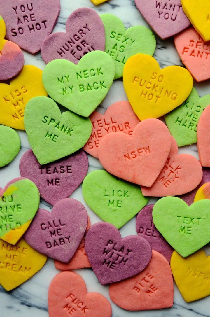 Naughty Conversation Heart Cookies for Your Sweetheart