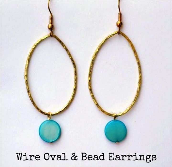 Oval Wire And Bead Statement Earrings