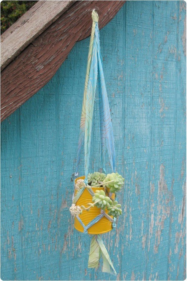 Plant Hanger from Fabric Strips