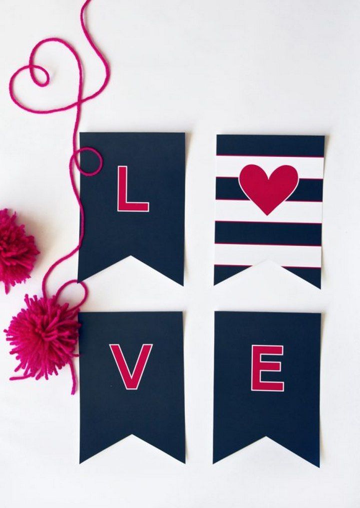 Preppy Navy Valentines LOVE Banner