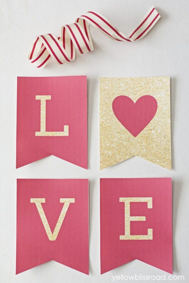 Printable LOVE Valentines Day Glitter Banner
