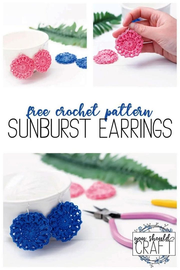 Sunburst Earrings – Free Crochet Pattern