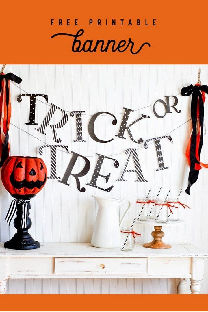 Trick or Treat Halloween Banner Free Printable