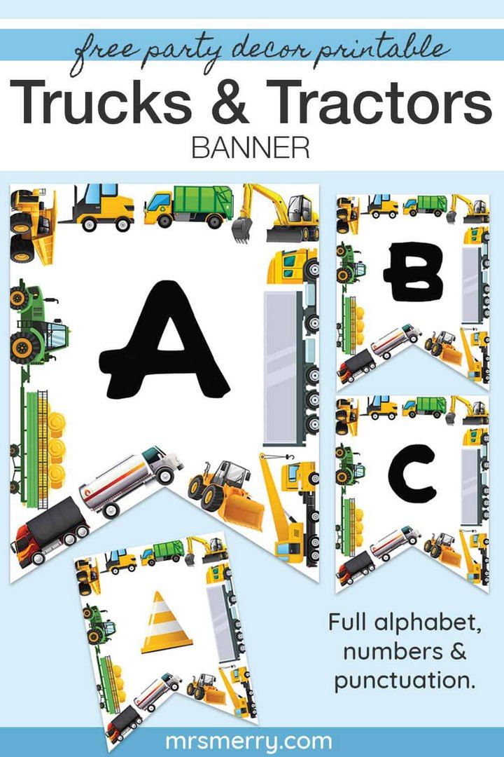 Trucks Tractors Birthday Boy Banner