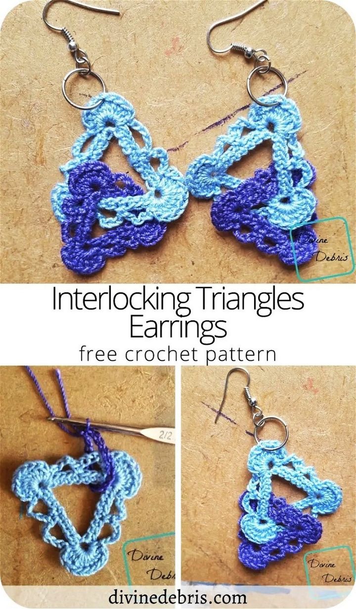 Try A Pair of Earrings The Interlocking Triangles Earrings Free Crochet Patter