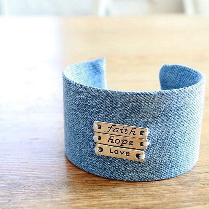 Upcycle A Cuff Bracelet with Denim