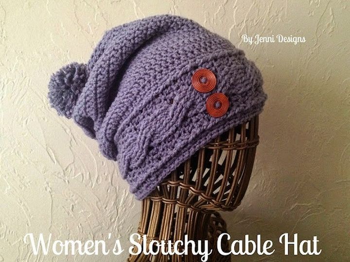 Womens Slouchy Cable Hat
