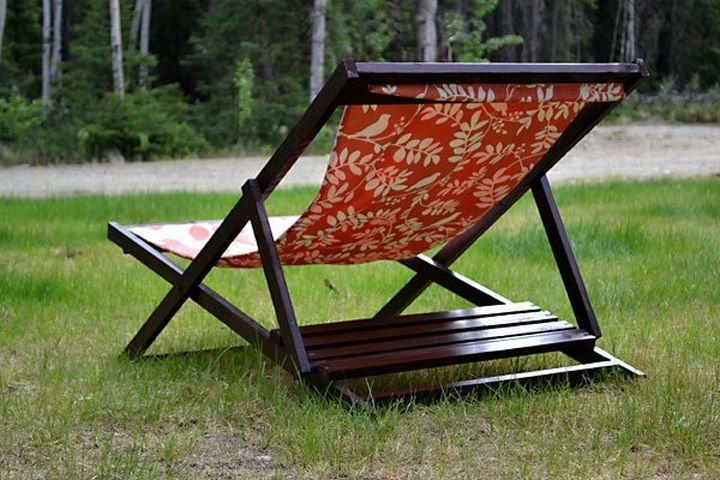 Wood Folding Sling Chair Deck Chair or Beach Chair
