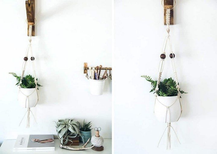 Wooden Hook Wall Hanging Planter