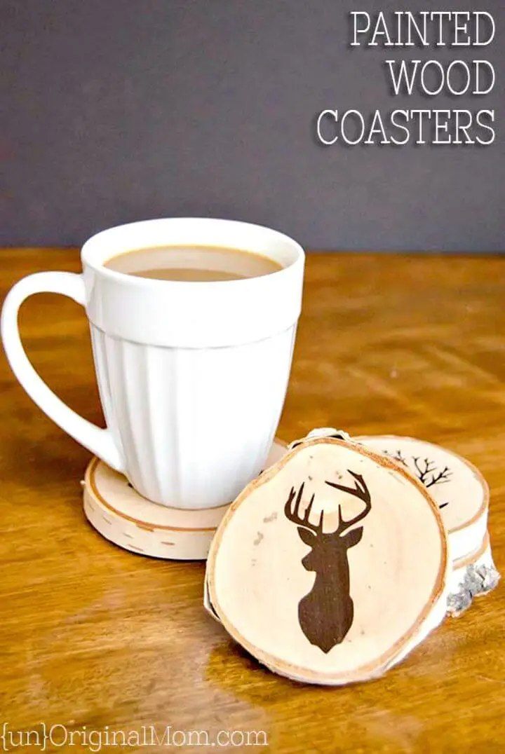 Adorable DIY Painted Wood Slice Coasters
