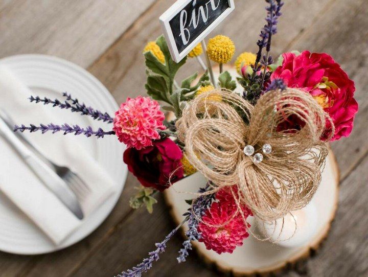Burlap Flower Centerpiece for Weddings