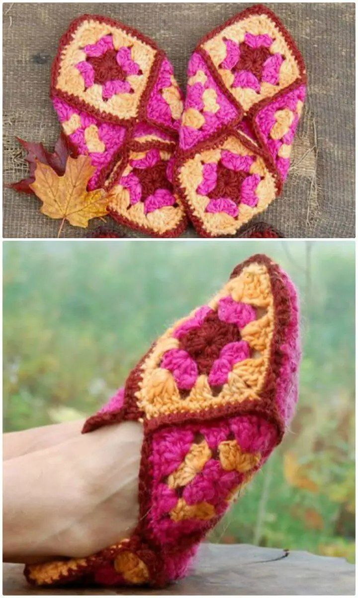 Crochet Granny Square Shoes
