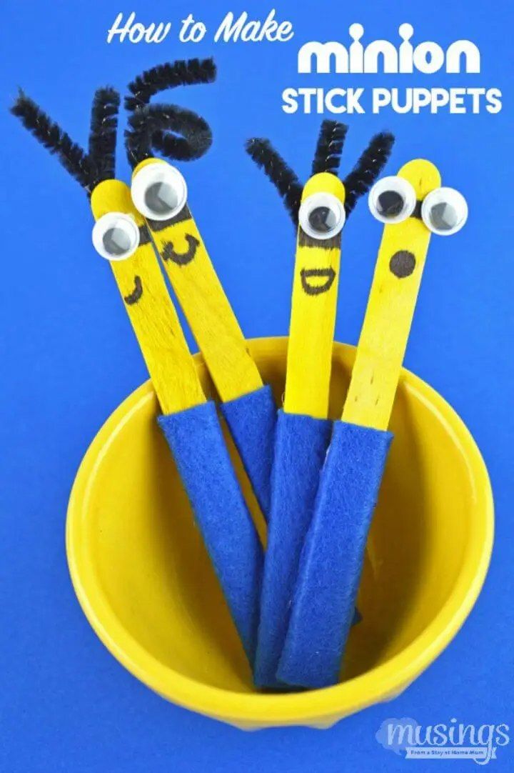 Cute DIY Minion Stick Puppets