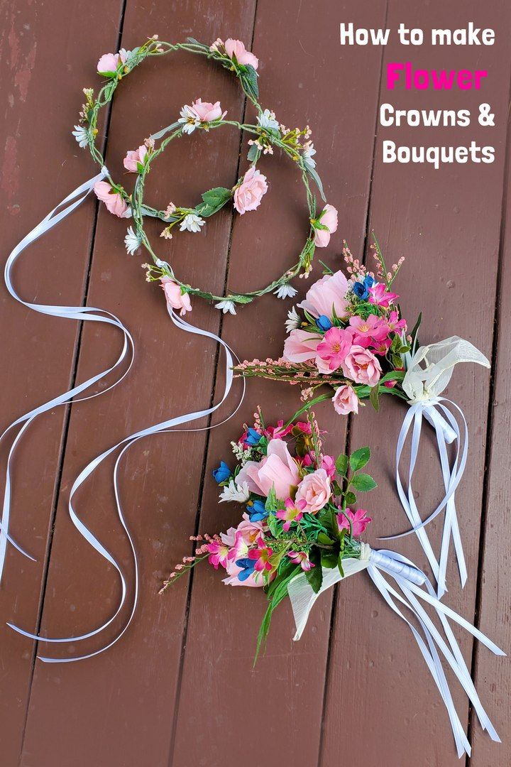 DIY Floral Crowns Flower Girl Bouquets