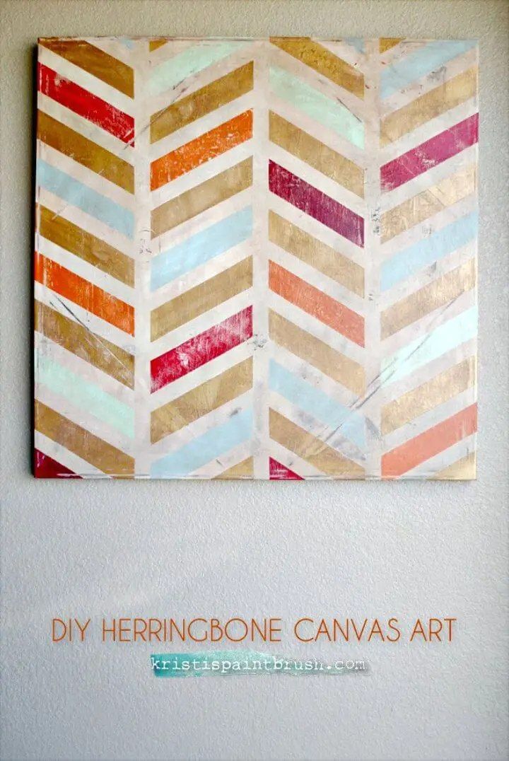 DIY Herringbone Canvas Wall Art