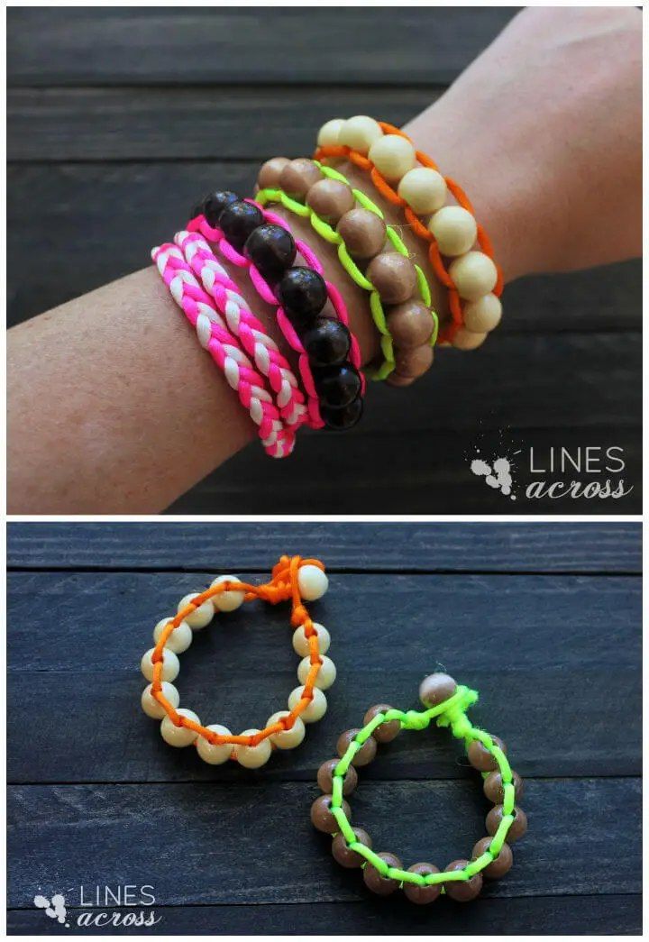 DIY Neon and Wood Floating Bead Bracelet