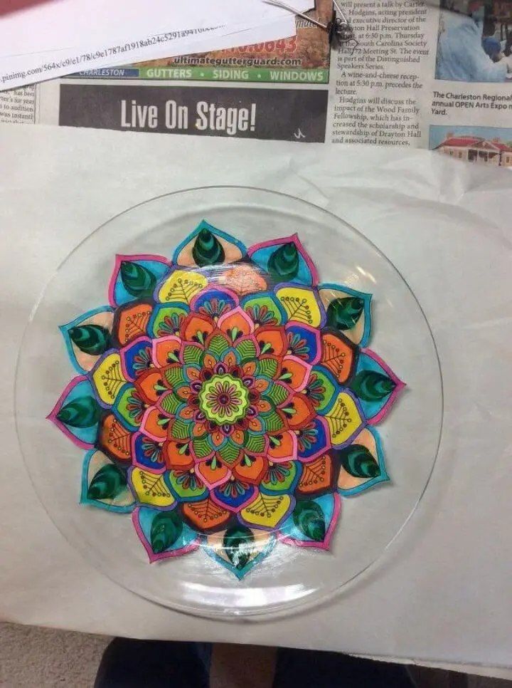 DIY Plate Using Adult Coloring Pages