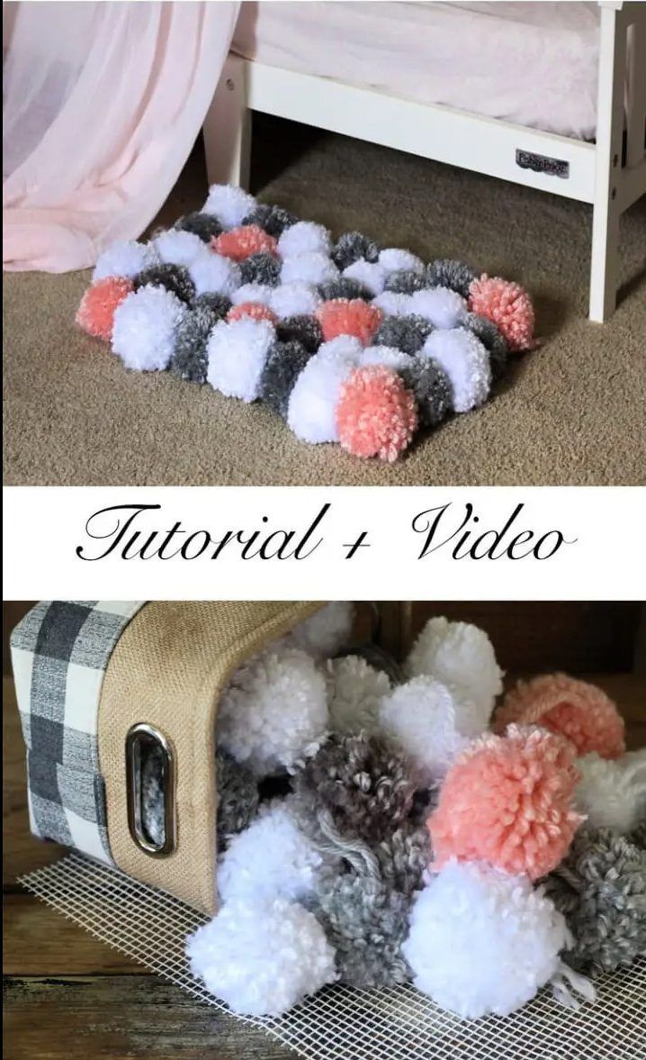 DIY Yarn Pom Pom Rug • Sewrella