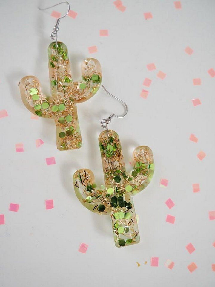 DIY Resin Cactus Earrings