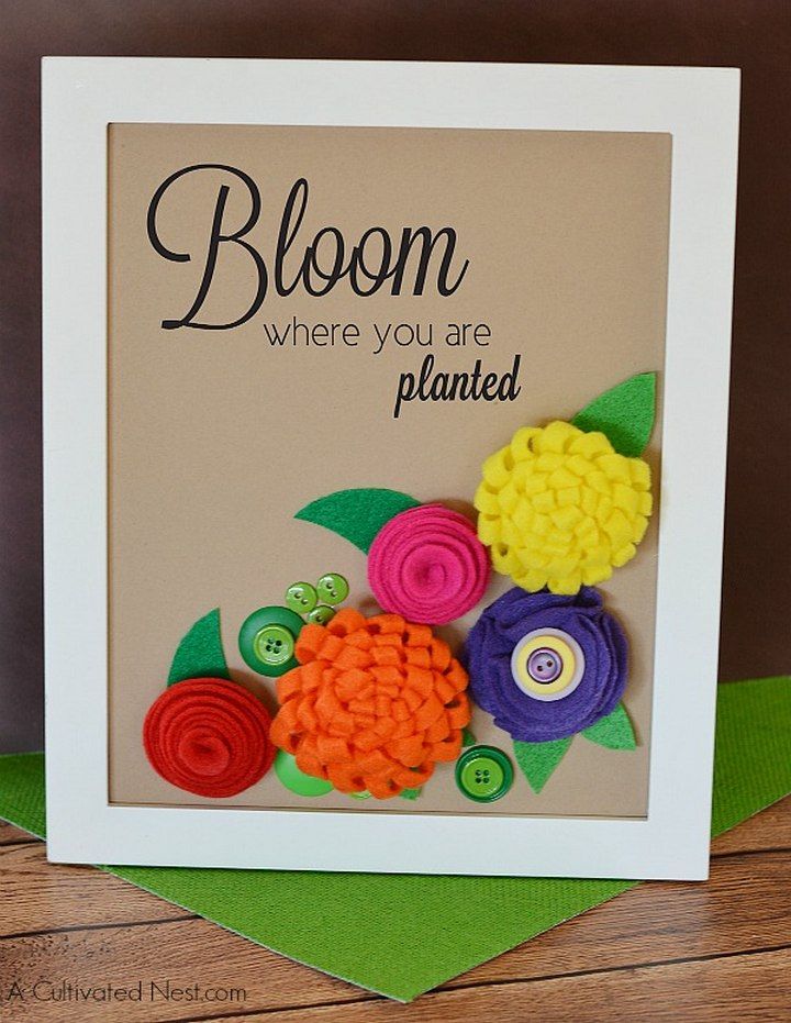 Easy to Make Framed Felt Flower Picture