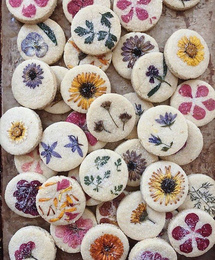 Edible Flower Pressed Shortbread Cookies