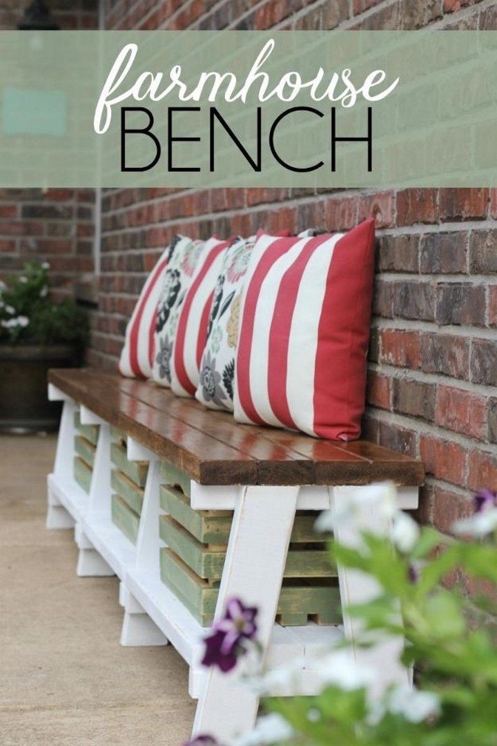 Farmhouse Bench With Crate Storage