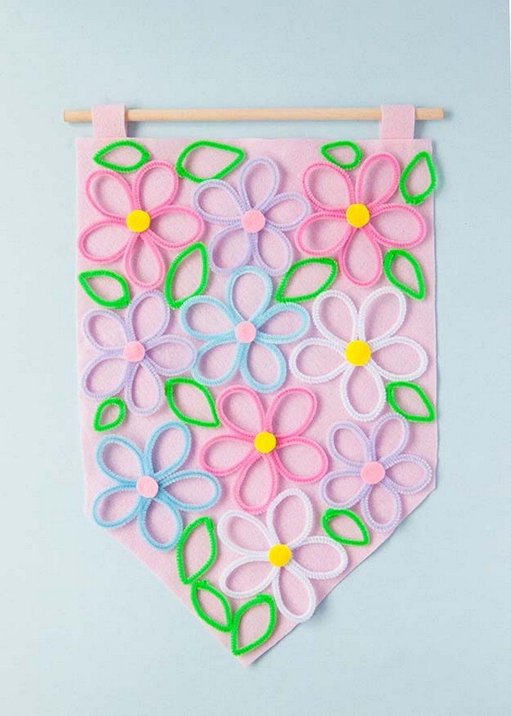 Floral Pipe Cleaner Wall Hanging