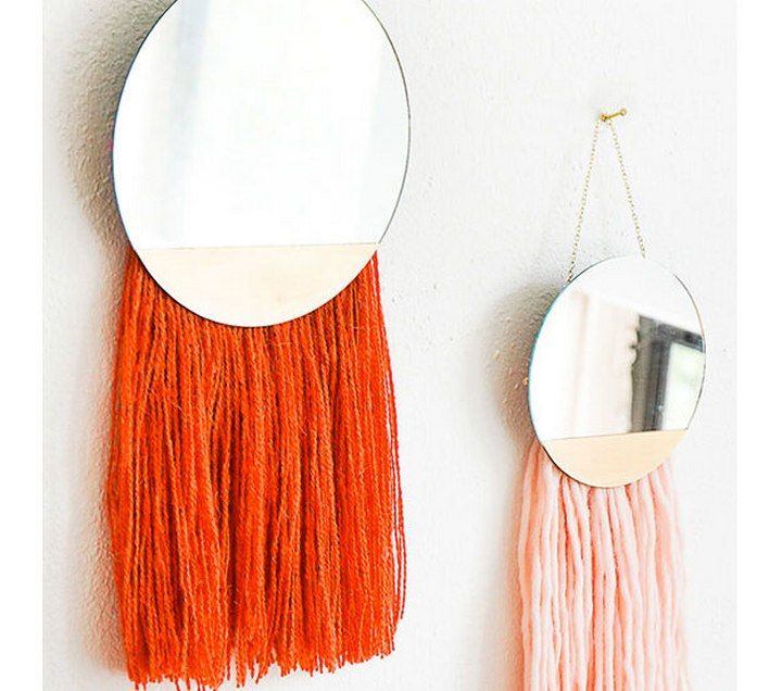Fringed Mirror Wall Hanging