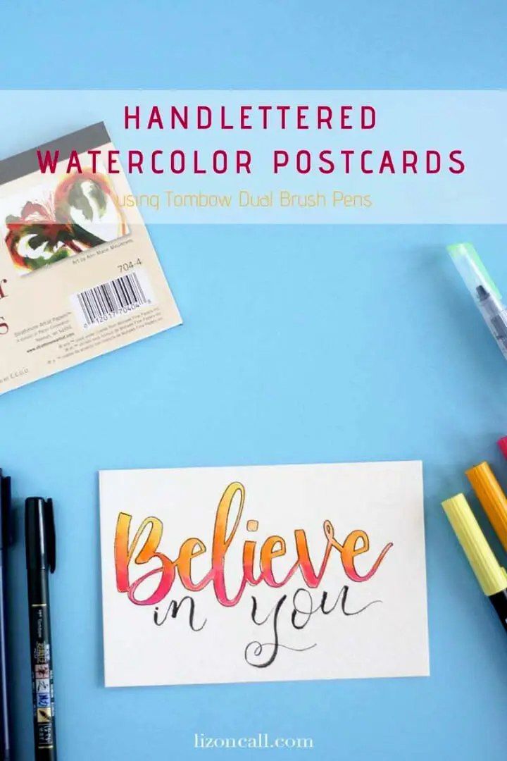 Hand Lettered Watercolor Postcards