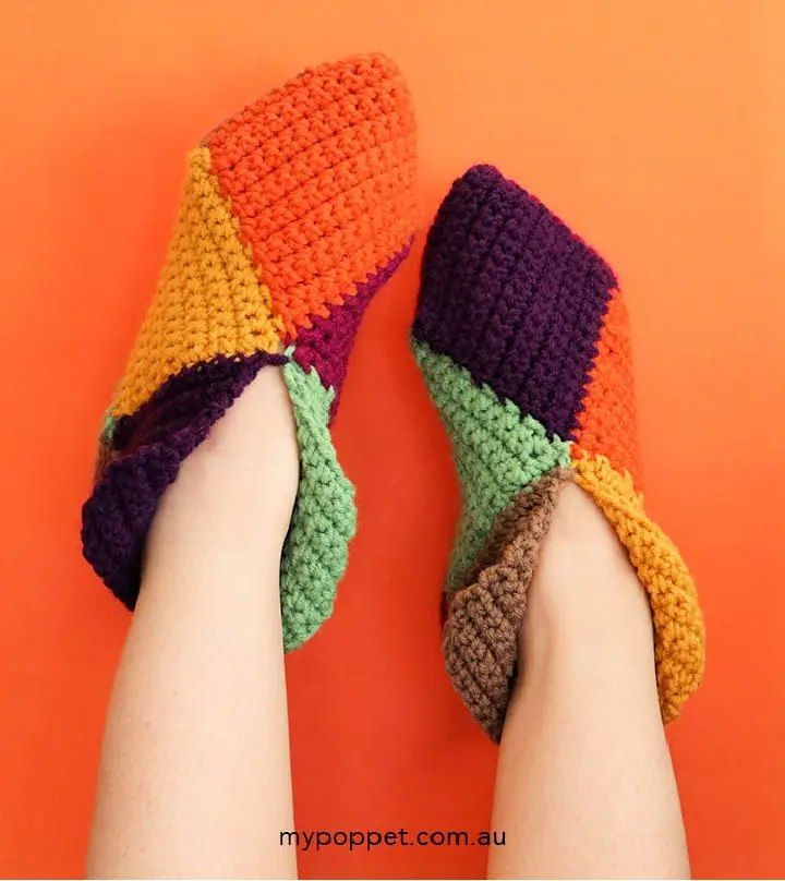 Harlequin Crochet Slippers Free Pattern