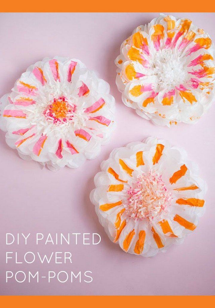 How to Paint Tissue Paper Pom Poms