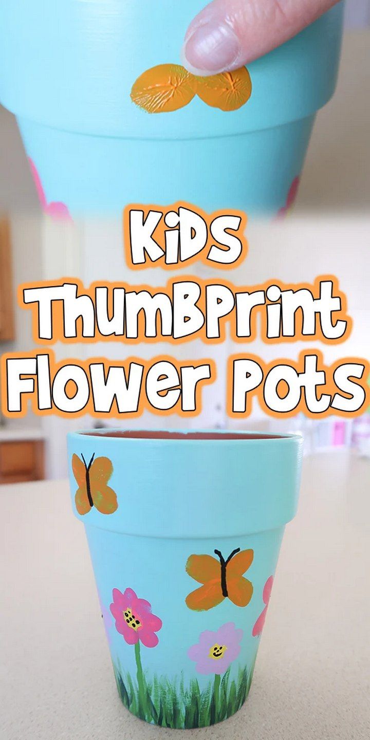 Kids Thumbprint Flower Pots