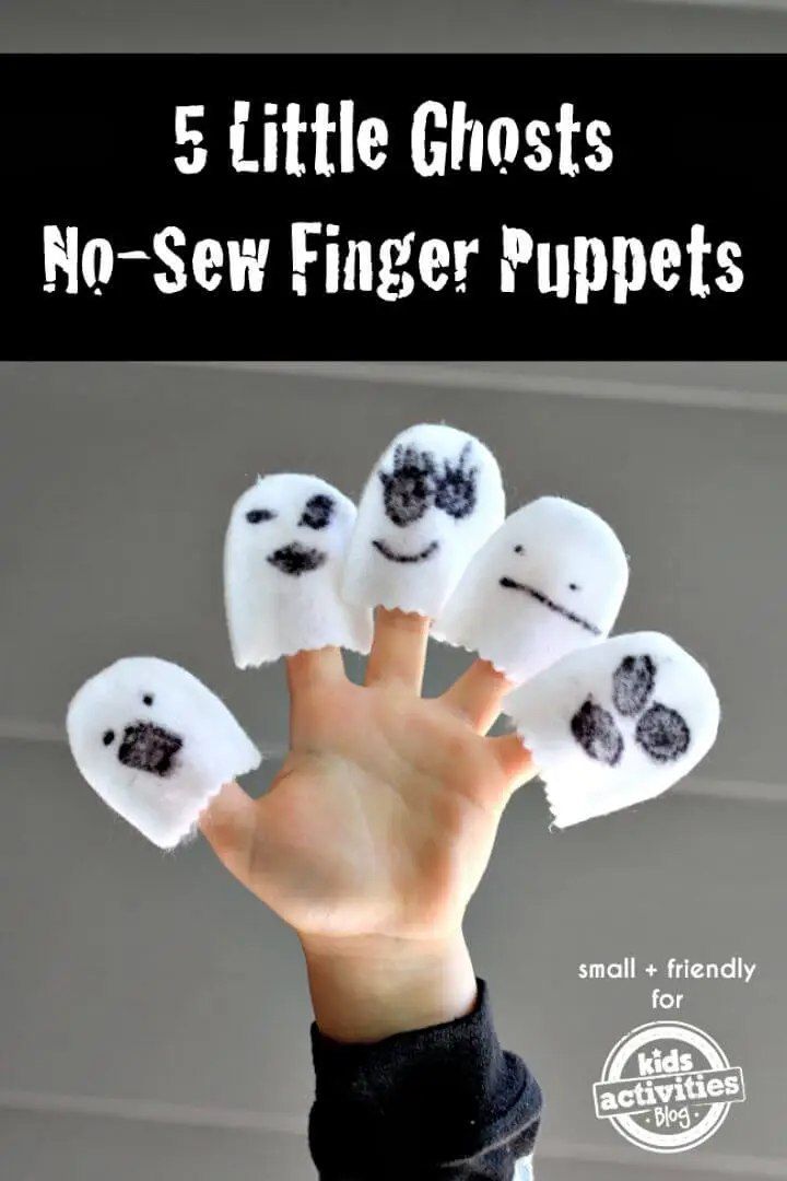 No sew 5 Little Ghosts Finger Puppets